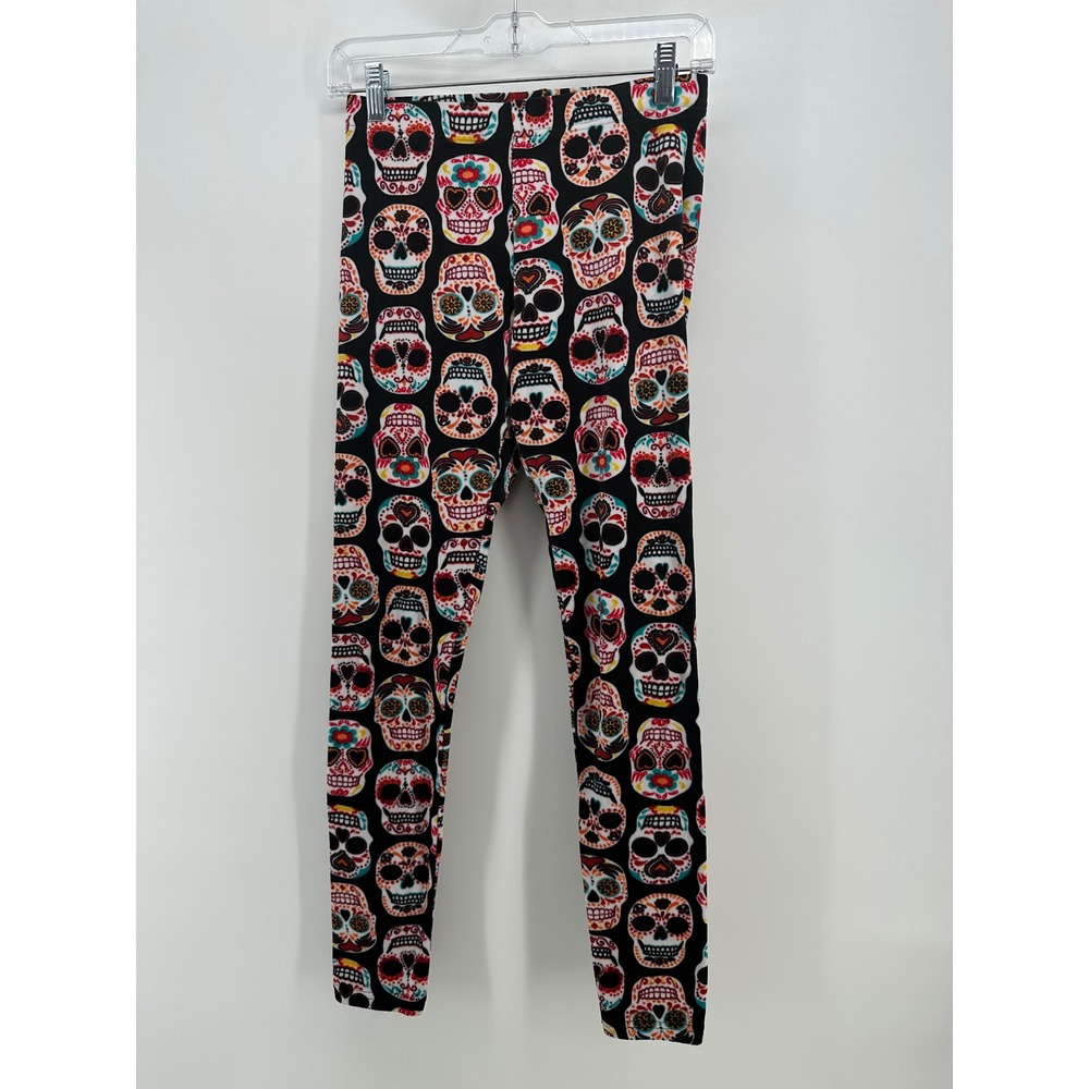No Boundaries Womens Sugar Skull Print Leggings Black Multi M 7-9 NJ48B771O